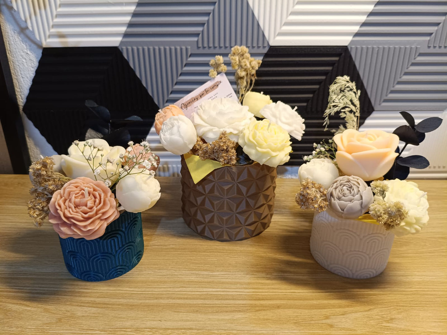 Bouquet con flores de cera de soya