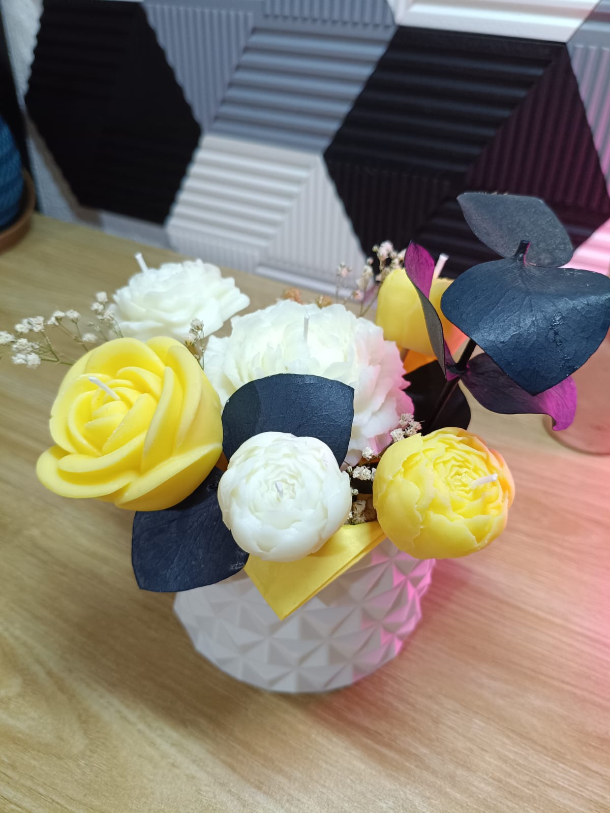 Bouquet con flores de cera de soya