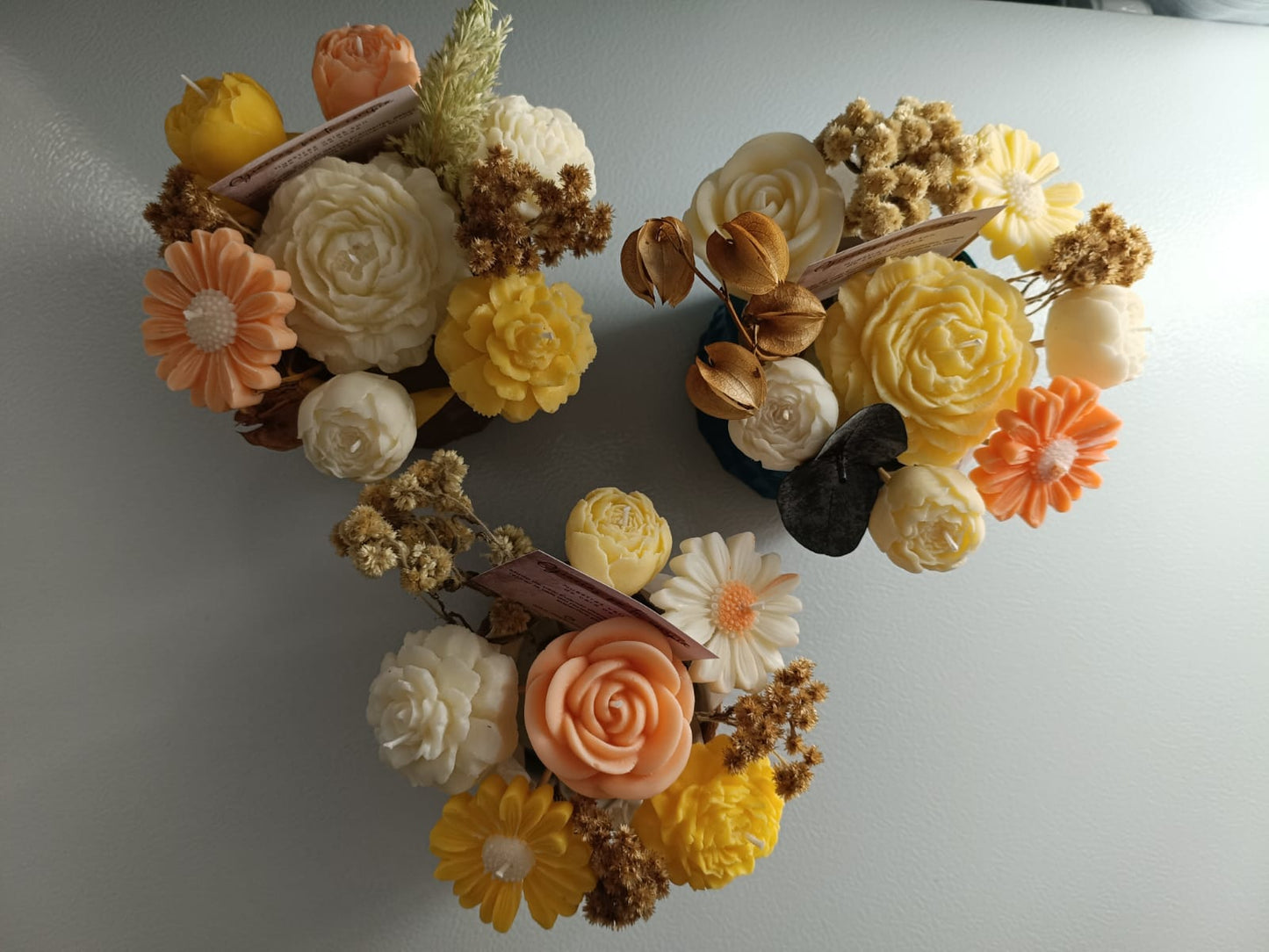 Bouquet con flores de cera de soya