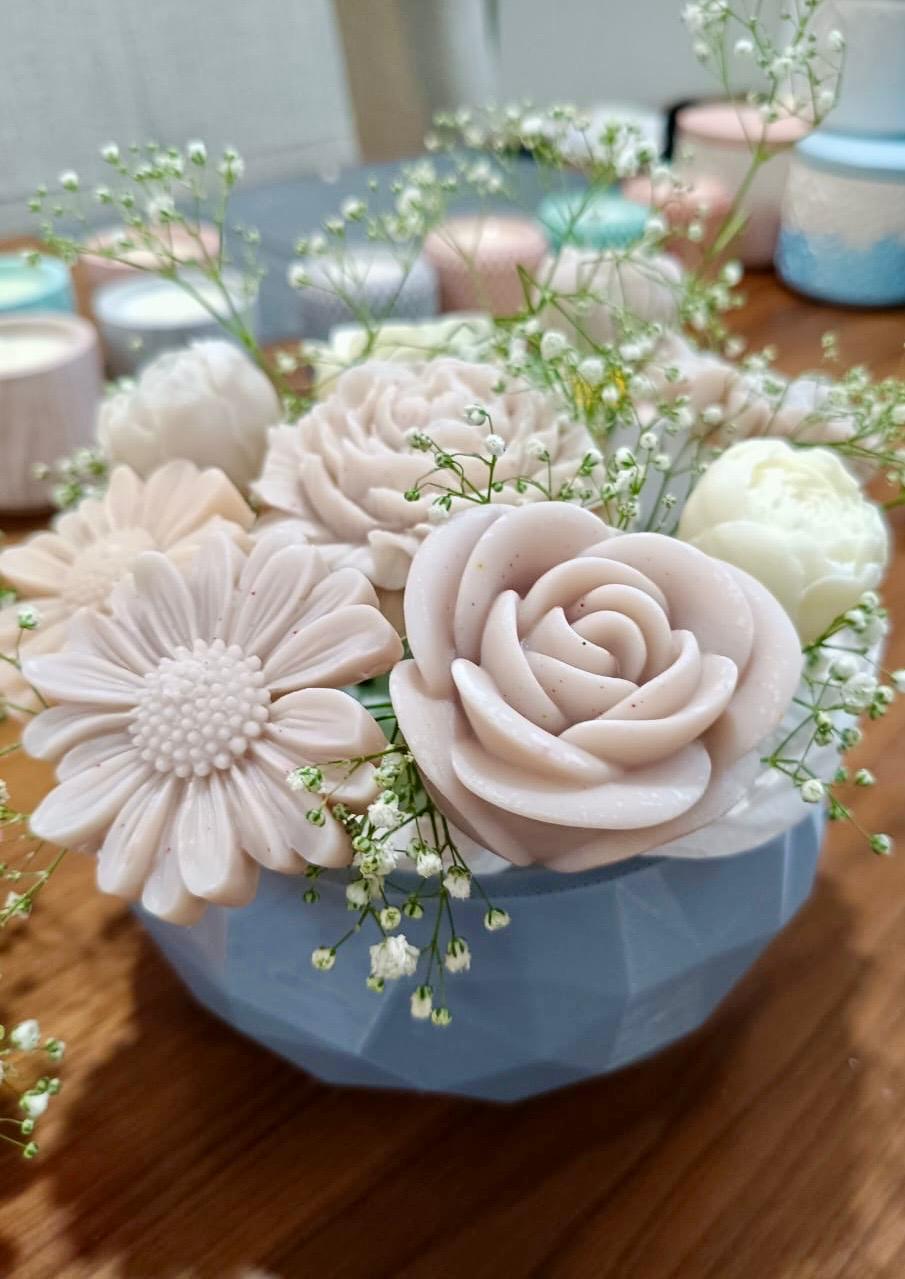 Bouquet con flores de cera de soya