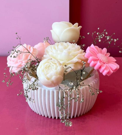 Bouquet con flores de cera de soya