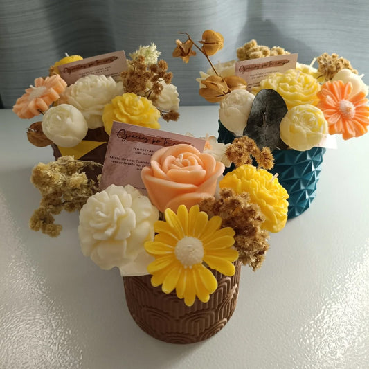 Bouquet con flores de cera de soya